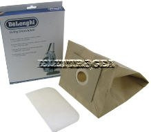 Packung mit 5 Staubsaugerbeutel + 1 Filter Original De Longhi Cleos, XTH170E, XTH200E 5591112800