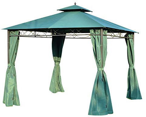Outsunny 3(m) x 3(m) Metal Garden Gazebo Marquee Party Tent Patio Canopy Pavilion + Sidewalls - Green