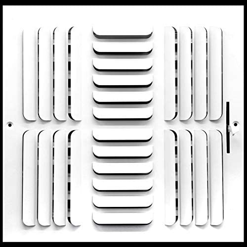 HVAC Premium 25,4 cm B x 25,4 cm H [Kanalöffnung] 3-Wege-Luftzufuhr-Diffusor-Register, Lüftungsgitter, Außenmaße (B x H): 30 x 29 cm