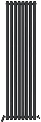 VeeBath Montpellier Matt Anthracite Low Carbon Mild Steel Vertical Single Panel Bathroom Heating Radiator - 1800 x 480mm