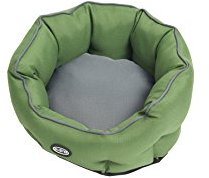 Buster Hundebett, Kokon-Design, 45 cm, Stahl grau/Leder braun Paspelierung