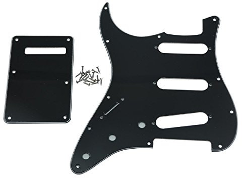 KAISH Lefty ST/Strat Style SSS Schlagbrett Tremolo Trem Cover Rückplatte für Stratocaster / Strat Made in USA/Mexiko Schwarz 3-lagig