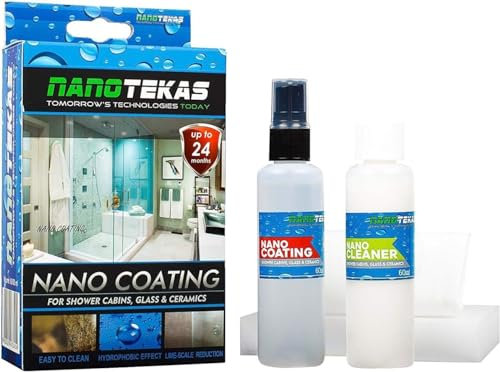 Kit de nano revêtement de verre de douche Nanotekas pour cabine de douche | Porte de douche en verre et céramique hydrophobe, protection pour le verre