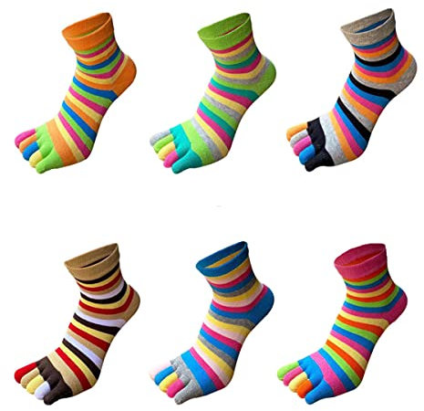 ACMEDE - Lot de 6 Paires de Chaussettes Avec Cinq Orteils Pour Femme Fille - Doigts de Pied Séparés - Pour Sport Running, Couleur aléatoire