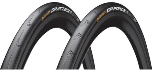 Continental Fahrradreifen Set 23-25-622 Grand Prix Attack & Force III schwarz faltbar