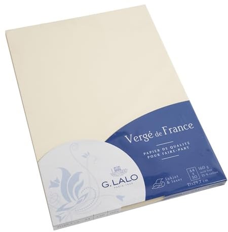 Lalo 41416L 50 Blatt Schreibpapier Vergé de France A4 160g Elfenbein