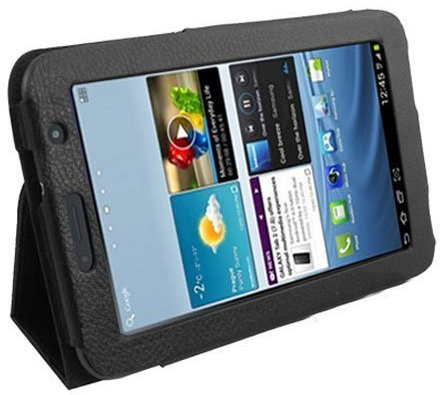 COVER / CUSTODIA IN PELLE + 1 PELLICOLA PROTEGGISCHERMO PER SAMSUNG GALAXY TAB 2 II 7.0 P3100 / P3110 - NERO