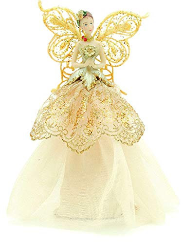 GISELA GRAHAM Christmas Tree Topper Fairy Angel Traditional with Gold Wings