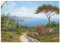 ARTland Wanddeko Wandtattoo selbstklebende Vinylfolie Landschaft Toskana Meer Küste Natur Wald Baum Himmel Malerei T4DL