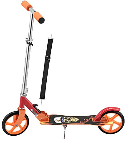 ArtSport Scooter Cityroller Fire Big Wheel 205 mm Räder klappbar & höhenverstellbar - Kinder-Roller ab 3 Jahre - Tretroller bis 100 kg - schwarz/rot