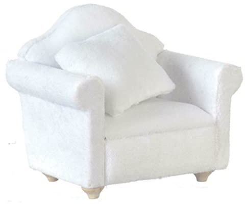 Melody Jane Puppenhaus Weiß Velours Sessel Modern 1:12 Miniaturmöbel Wohnzimmer