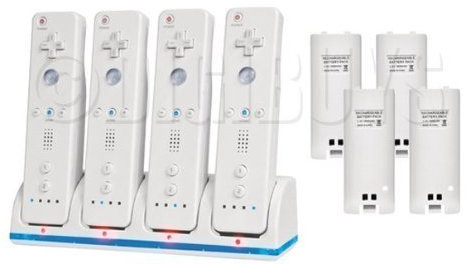 4 x cargador de batería para mando a distancia Wii + 4 2 baterías UK