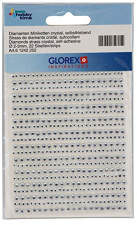 GLOREX 6 1242 252 - Selbstklebende Diamanten, rund, crystal, ca. 2 - 3 mm, 528 Stück, wiederablösbar, zur Dekoration von glatten Flächen, Papier, Pappe