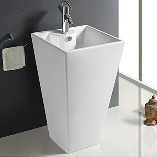 Rue du bain - Lavabo Totem carré céramique Blanc LINE