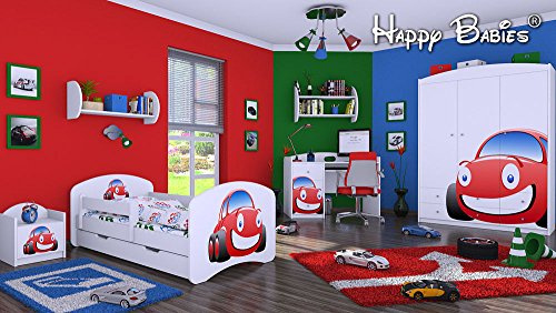 naka24 6 - teiliges Set Jugendzimmer Kindermöbel Zimmermöbel Auto mit Kinderbett