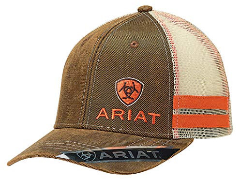 Ariat Herren Oil Corner Side Stripe Mesh Baseballkappe, Braun, Einheitsgröße