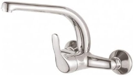DP GRIFERIA - GPA001 Grifo Monomando de Pared Alto Tubo Manzanilla (11 cm), Plateado, Cartucho de discos cerámicos 40mm S/F