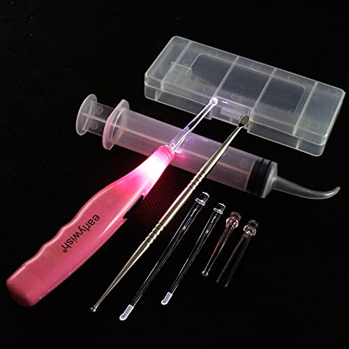 Maniglia antisdrucciolevole a LED per la rimozione della pietra tonsilina Earlywish + Irrigazione Siringa + Strumento Premium (Rosa)