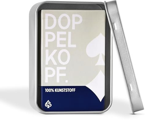 TS Spielkarten Doppelkopf Karten aus 100% Kunststoff - Premium (Plastik +) französisches Blatt, wasserfest - Standard Kartenspiel + Metalldose