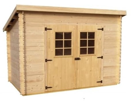 Abri Madrier Bois Massif Façade Toit 1 Pente, 300cm, 20mm