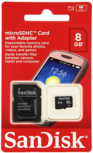 Carte Mémoire MicroSDHC SanDisk 8 Go avec Adaptateur Classe 4 (SDSDQM-008G-B35A)