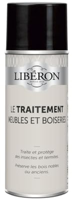Libéron Traitement Meubles et Boiseries Aérosols 400ml | Traite et protège des insectes et des termites, Préserve les bois nobles ou anciens