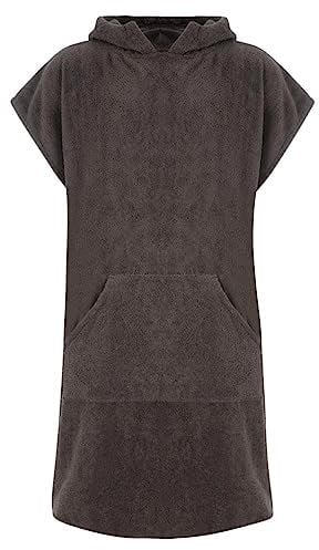 Adore Erwachsene 100% Baumwolle Bademantel Poncho mit Tasche Herren & Damen Frottiermantel Umkleidemantel Handtuch Schwimmen Surfen - L/XL, Schiefer (mit Taschen)