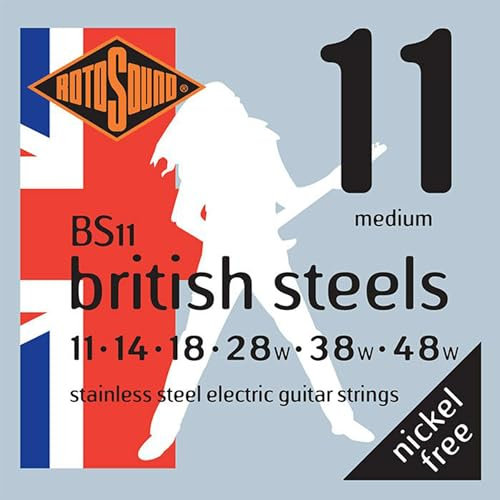 Rotosound BS British Steels Juego de Guitarra Eléctrica de Acero Inoxidable Medium 11-48 BS11
