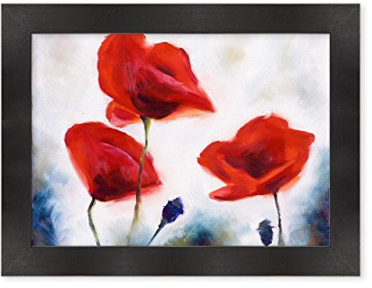 ConKrea Poster MIT CORNISCHE - Quadro Fiori - Flowers - Natur Landschaften - Wohnlandschaft - Rossi Dimensione: 30x40cm A - Colore Nero Tradizionale
