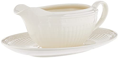 Mikasa Italian Countryside Gravy Boat and Saucer Set, White - DD900-742