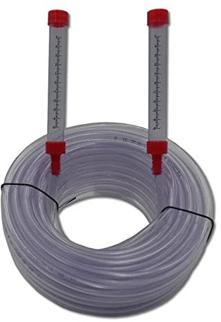DEWEPRO® Schlauchwaage - Schlauchwasserwaage - komplett mit skalierten Acrylglas-Röhrchen - Werkzeug zum Bemessen von Höhenunterschiede - Länge: 20m