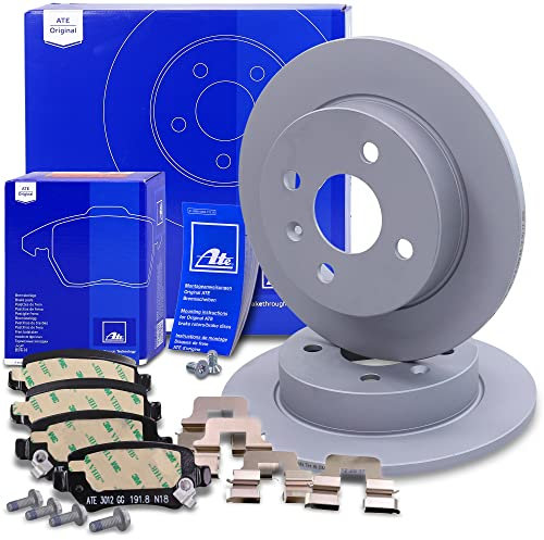 ATE Bremsenset Hinterachse inkl. Bremsscheiben hinten Ø 240 mm voll und Bremsbeläge hinten Kompatibel mit OPEL ASTRA G (T98, F35, F70), H (A04)
