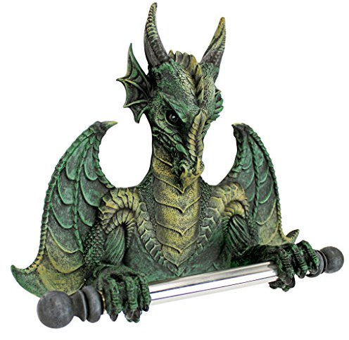 Design Toscano CL45492 Porte-papier hygiénique - dragon tissu Tyran Commode gothique Salle de bains Décor - toilettes rouleau de papier - Bathroom Wall Décor