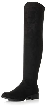 Donna tacco basso coscia alta elastico stivali sopra il ginocchio equitazione taglia 4 37