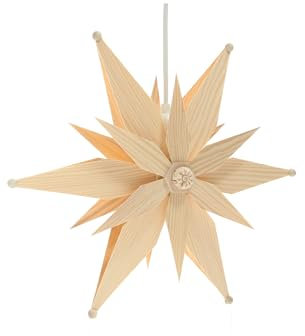 Rudolphs Schatzkiste Fensterschmuck Kieferstern doppelt EL. Beleuchtet Mitte mit Stern BxHxT=32x32x10cm NEU Fensterbild Spanbaum Adventsstern Holz Seiffen Erzgebirge Stern Linde Fensterdeko