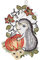 FVLFIL Fensterbild 16x27 cm + Saugnapf Plauener Stickerei Spitze Igel mit Apfel Spitzenbild Fensterdekoration Herbst