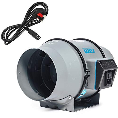 4 5 6 8 inch RAM Inline Mixed Flow UK Plug Hydroponics Grow Fan upto 840m3/hr (200mm 8- 840 m3/hr)