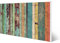 banjado Magnettafel weiß 78 x 37cm / Magnetwand Metall/Magnetpinnwand als Memoboard/Pinnwand Magnettafel Küche, Büro, Kinderzimmer inkl. 4 Magnete & Montageset - Motiv Bunte Bretterwand
