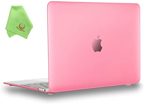 Ueswill Coque rigide pour MacBook lisse doux au toucher Mat givré + chiffon de nettoyage en microfibre MacBook 12 rose
