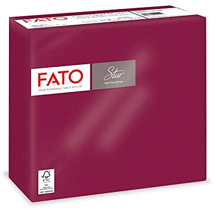 Fato - Einweg-Papierservietten, Softness und Softness, Packung mit 40 Servietten, Größe 38x38, 4-fach gefaltet, 2-lagig, Farbe Bordeaux, 100% reines Zellulosepapier, FSC-zertifiziert
