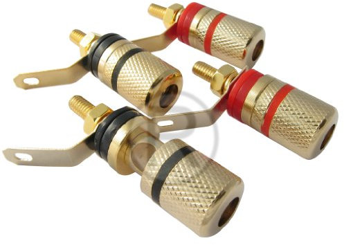 Speaker binding posts terminals connectors 2 red 2 black gold plated