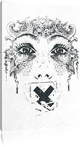 Pixxprint Censorship White, Größe: 120x80cm, Leinwandbild, fertig gespannt, Wandbild, Dekoration, Kunstdruck, kein Poster