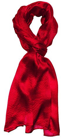 Lorenzo Cana Luxus Herren Seidenschal aufwändig gewebt mit feinen Satin Streifen leichter Schal 100% Seide 50 cm x 190 cm Schaltuch Männerschal mittelrot 8910611