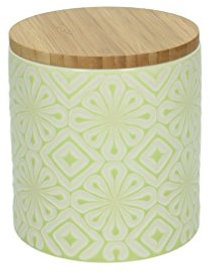 Tognana Vorratsdose Amira, 600 ml., 12 cm hoch, Keramik, Limette-weiß, wundervoll gearbeitete Struktur, mit tollem Dekor
