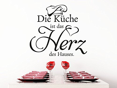 KLEBEHELD® Wandtattoo Die Küche ist das Herz des Hauses. (Farbe schwarz/Größe 45x40cm)