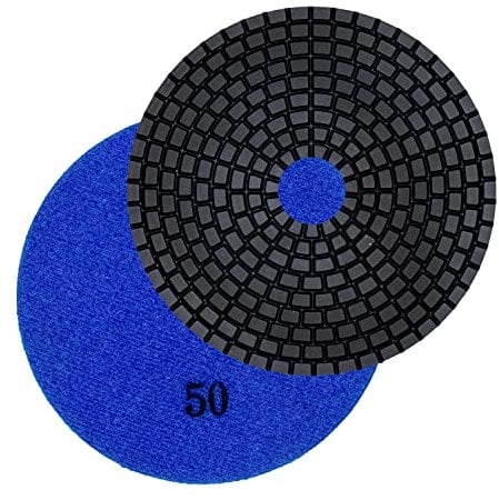EDW Profi Diamant-Schleifpad Nass, D = 100 mm, Klettaufnahme, Körnung 50, für Naturstein, Fliesen, Feinsteinzeug, Granit, Marmor, Keramik, Glas