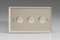 JNDP303 Varilight V-Pro Series 3-Gang 2-Way Push-On/Off Rotary LED Dimmer 3 x 10-250W (Max 30 LEDs) (Twin Plate), Classic Satin Chrome