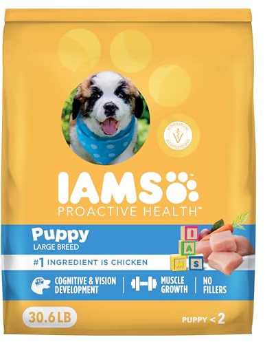 IAMS Proactive Health Puppy Food, Large Breed Premium Puppy Food for Large Dogs, 30.6 Lb. Bag