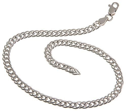 Fußkette Silber (Zwillingspanzer) - Breite 4,5mm - Länge wählbar 23cm-30cm - echt 925 Silber
