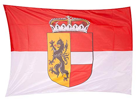 Fahnen Kössinger, Hissflagge im Querformat, Fahne Bundesland Salzburg, Hissfahne mit Wappen, hochwertiger Siebdruck, brillante Farben, rot-weiß, reißfest, 120 x 80 cm, 0,96 m² Fläche